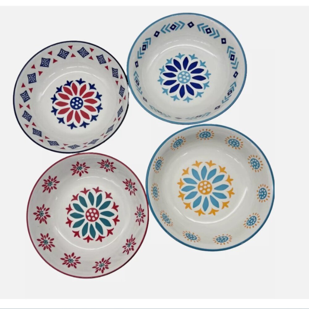 PRISMA 4 PC CERAMIC DINNER BOWL SET BY BAUM - Picture 1 of 5